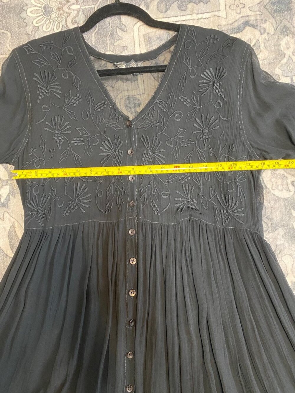Vintage Sheer Black Embroidered Dress/Medium - Picture 10 of 12